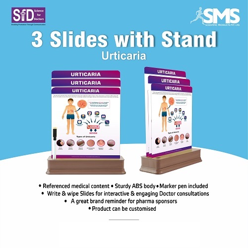 Interactive Write & Wipe Slides - Durable ABS Plastic , Clear Urticaria Information with Marker Pen Included