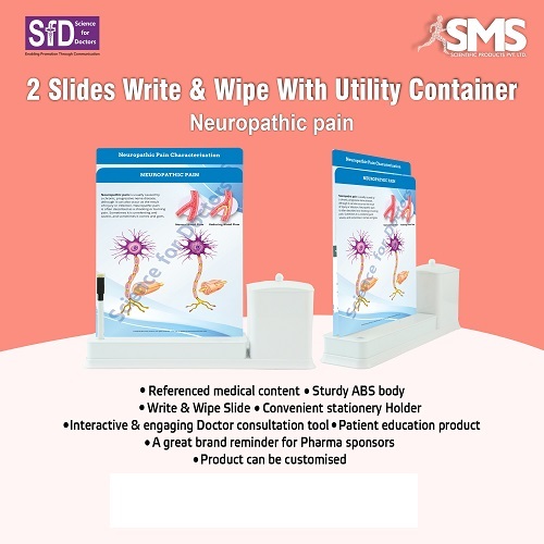 2 Slide Write Wipe With Utility Container - ABS Plastic, Portable and Lightweight Design | Writable and Erasable for Patient Education