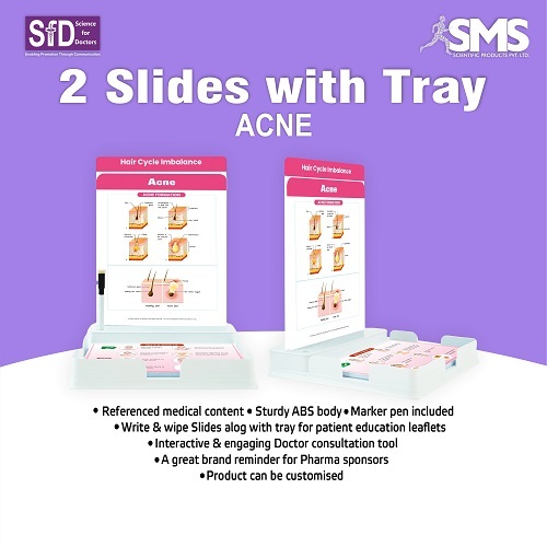 Dual-Slide Educational Acne Management Display - ABS Plastic, Rectangular Design, Multiple Colors | Portable Write-and-Wipe Surface, Engages Patients in Treatment