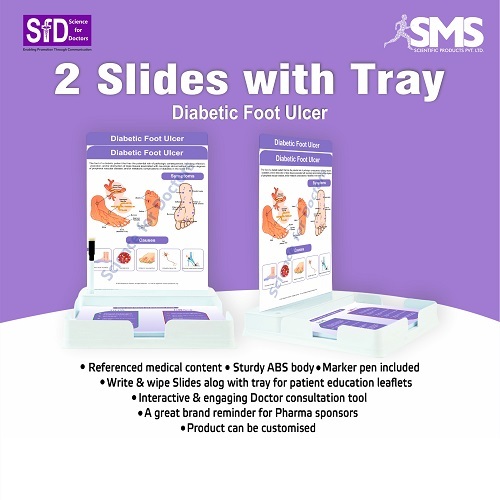 Diabetic Foot Ulcer Education Slides - ABS Plastic, Rectangular Shape | Multiple Colors, Easy Interactive Write & Wipe Function, Durable Tray for Medical Consultations