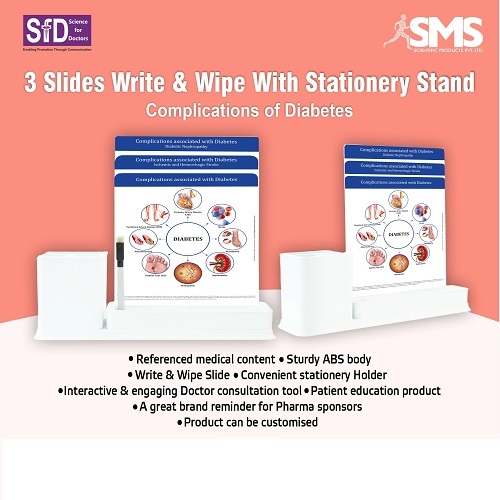 3 Slide Write Wipe With Utility Container - ABS Plastic, Rectangular Design | Engaging Educational Tool for Diabetes Complications Management