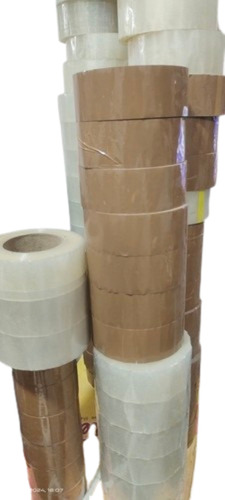 Adhesive Tape Roll - PVC, 100m Length, Transparent & Brown | Single-Sided Hot Melt Adhesive, Durable, Fine Finished for Carton Sealing