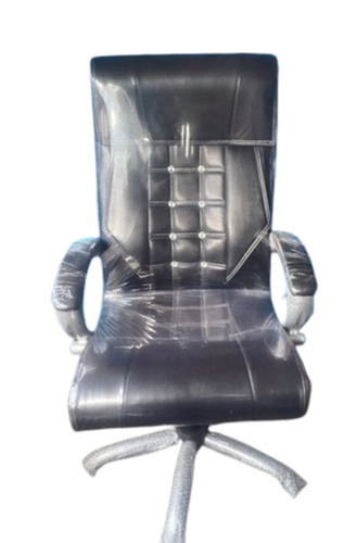 Office Executive Boss Chair - Leather Height Adjustable 16 Inch Black and Brown | Mid Back Fixed Arm Moisture Proof Cross Design with Rails