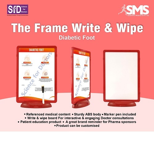 Write & Wipe Chart - Durable ABS Plastic Portable Rectangular Design | Interactive Diabetic Foot Education for Medical Consultations