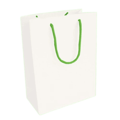 Paper Bags - Coated Paper, One Compartment, Standard Size, White Color, Plain Pattern - Eco-Friendly, Biodegradable, Disposable, Moisture Proof, Recyclable, Rope Handle