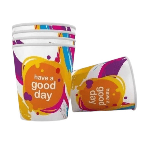 Printed Paper Cups - Superior Quality, Multi-Color, Round Shape, Leak Resistant | Eco-Friendly, Biodegradable, Lightweight, Disposable, Heat and Cold Resistant