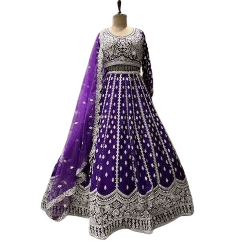 Lehenga Choli - Georgette Fabric, Full Length, 3/4th Sleeves | Embroidered Design, Anti Wrinkle, Breathable Material