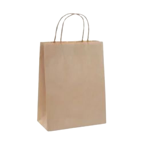 Brown Paper Bags - Coated Paper, Customized Size, Brown Color | Light Weight, Moisture Proof, Plain Design with Patch Handle
