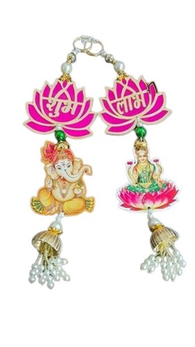 Decorative Hanging Shubh Labh - Handmade Wood | Multi Color, Printed Pattern, Easy to Install, Various Sizes, Easy to Clean, Quality Tested