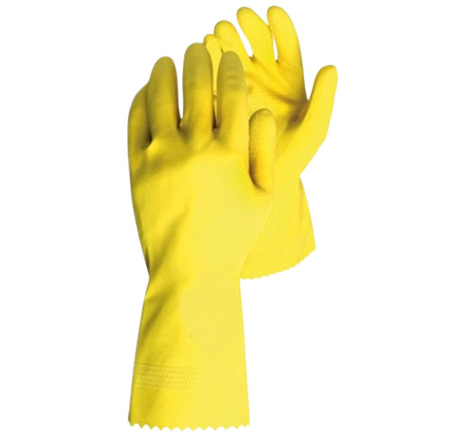 Safety Hand Gloves - Rubber, Standard Size, Yellow | Breathable, Washable, Durable, Simple Design, Full Finger Style for Industrial Use