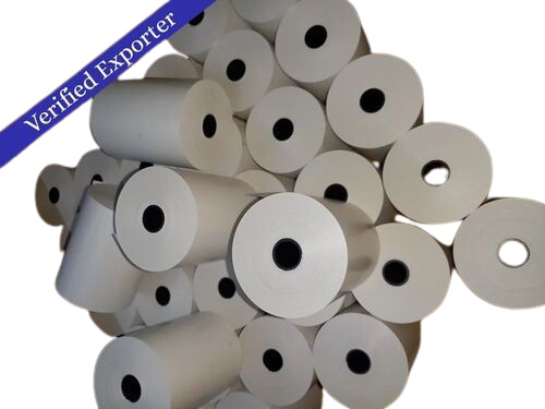 Thermo Paper Rolls - Wood Pulp Material, Customized Size, White Color | Durable, Fine Finished, Coated for Enhanced Performance