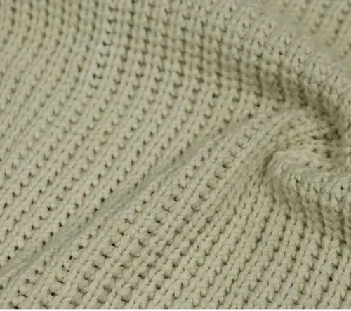 Cotton Loop Knit Knitted Fabric - Color: White