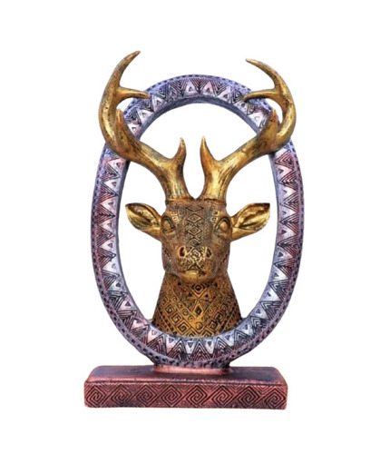 Deer In Circle - Brass Polyresin Artistry, Gold Finished, Durable and Rust Proof, Animal Theme Decor