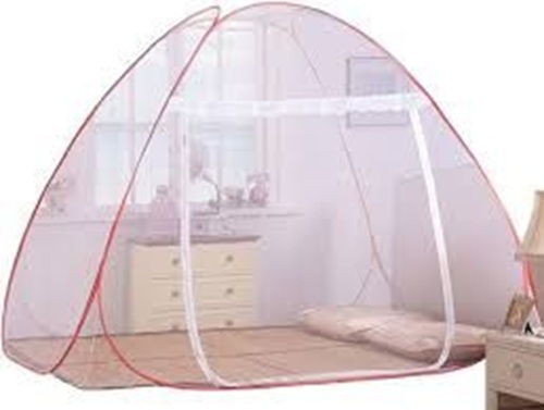Mosquito Net - Polyester, Full Size, Circular Shape, White Color, Machine Made | Features Door, Ideal for Camping, Home, Outdoor, and Travel