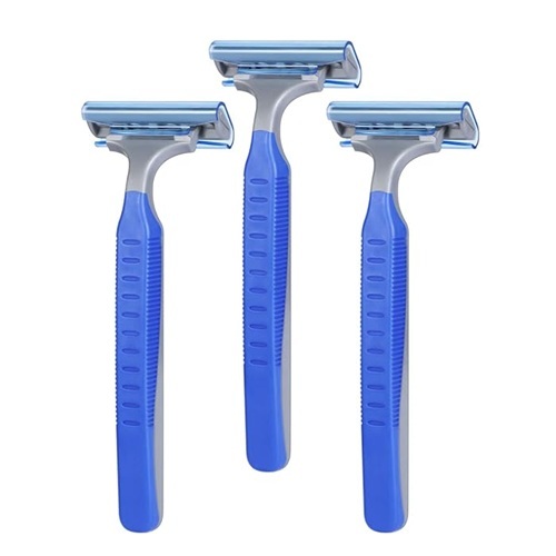 Shaving Razors - Steel Blades Standard Size Non-Polished Black and Blue Finish | Portable Multi-Use Extra Soft Texture