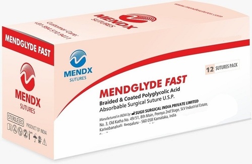 Mendx Surgical Sutures - Polyglycolic Acid 4-0 Size, Absorbable With Calcium Stearate & Polycaprolactone Coating - Waterproof, Portable, Foldable, Semi-automatic Operating Type