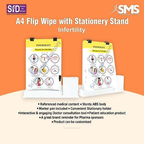 A4 Flip Wipe With Stationery Stand - Durable Plastic Rectangular Multi-Color Charts | Annotatable Diagrams Portable Design Easy Annotations
