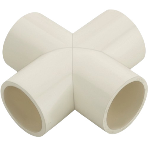 CPVC Cross Tee - CPVC Material, Round Shape, White Color | Durable and High Strength Design for Reliable Piping Solutions