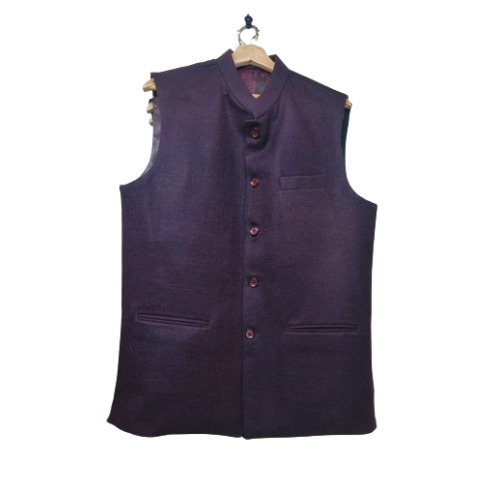 Men Sleeveless Nehru Jacket - Color: Wine