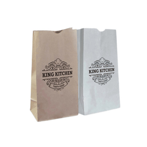 Paper Food Packaging Pouches - Color: Brown & White