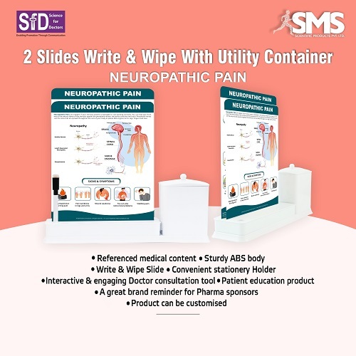 2 Slide Write Wipe With Utility Container - ABS Plastic, Compact Rectangular Design , Multiple Colors for Engaging Patient Education