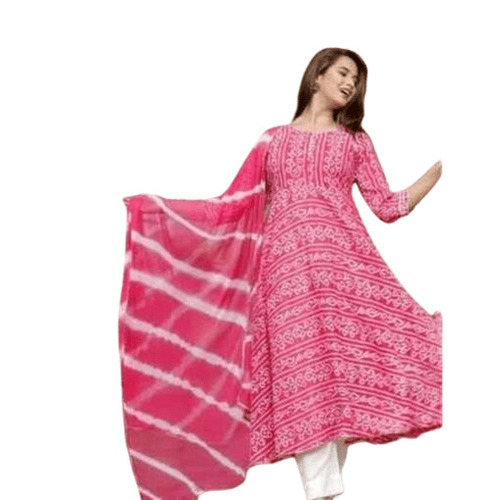 Ladies Kurtis - Cotton Canvas, Customized Size, Pink Color | Bohemian Style, Anti UV, Anti Wrinkle, Breathable, Quick Dry, All Season Wear