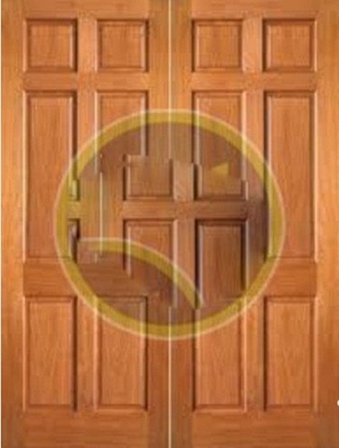 Designer Wooden Door - Solid Wood, Multisizes | Matt Finish, Moisture-Proof, Automatic Accordion Door with Wood Strip Infilling