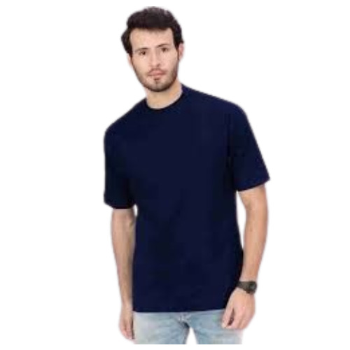 Round Neck Navy Blue T Shirt - Design: Plain