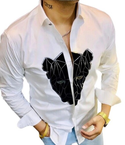 Party Wear Shirt For Mens - Color: White