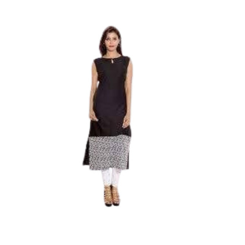 Ladies Sleeveless Kurti - Color: Black