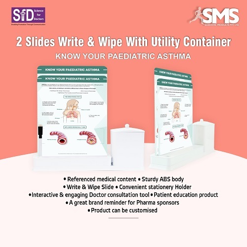 Interactive Write & Wipe Slides - Plastic, Portable Design | Paediatric Asthma Education, Clear Visuals, Utility Container Included, Easy to Clean