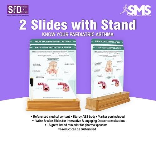 Interactive Plastic Chart - Rectangular 2-Slide Format with Write & Wipe Surface | Pediatric-Specific Asthma Information Stand for Parents and Caregivers, Durable and Reusable