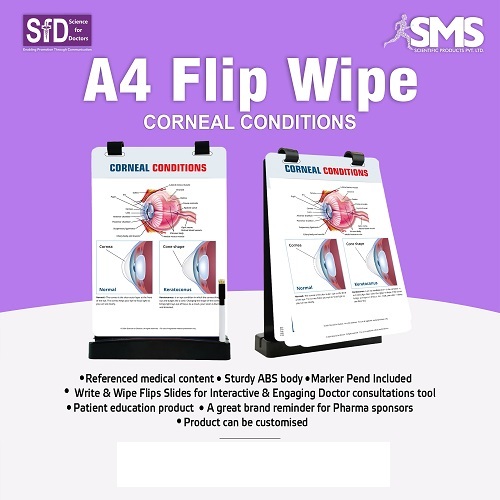 A4 Writable & Erasable Flip Slides - Sturdy ABS Body, Marker Pen Included for Patient Education & Interactive Consultations