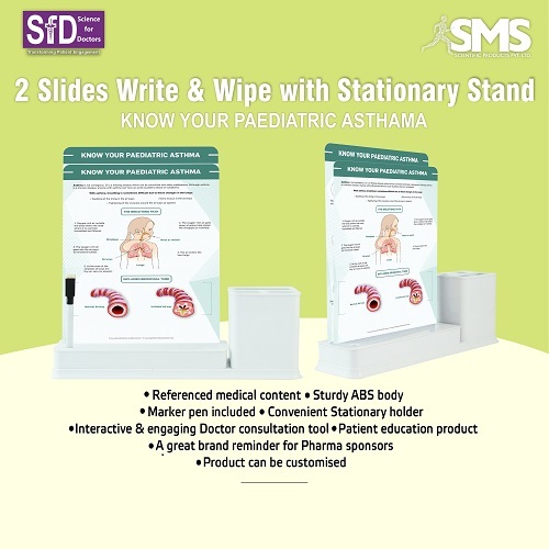 Interactive Write & Wipe Pediatric Asthma Chart - Rectangular Plastic Design | Portable Stationary Stand, Easy to Clean Surface, Engaging for Caregivers