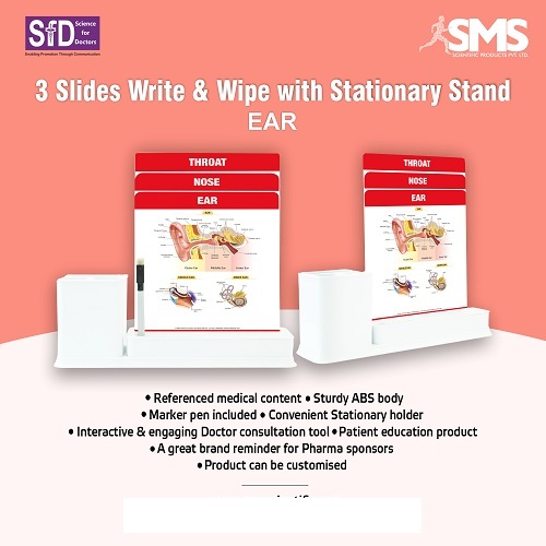 Medical Ear Education Slide Charts - Durable ABS Material, Portable Write & Wipe Functionality | Interactive Patient Consultation, Customizable Logos and Content, Sturdy Stand Included