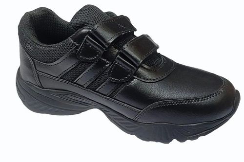 Boys School Shoes - Leather & PVC All Sizes Black | Durable Comfortable Fit Breathable Cotton Lining Non-Slip Sole Shock-Absorbing Cushioning Adjustable Straps