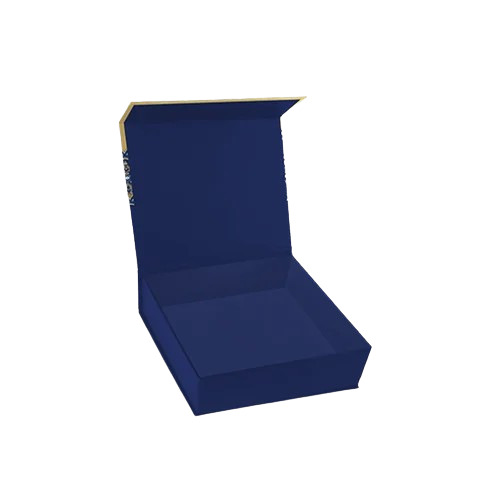 Magnet Gift Box - Blue Laminated Square Paper Box 4x4x1.25 Inches | Foil Stamping, Moisture Proof, Ideal for Gifts & Crafts