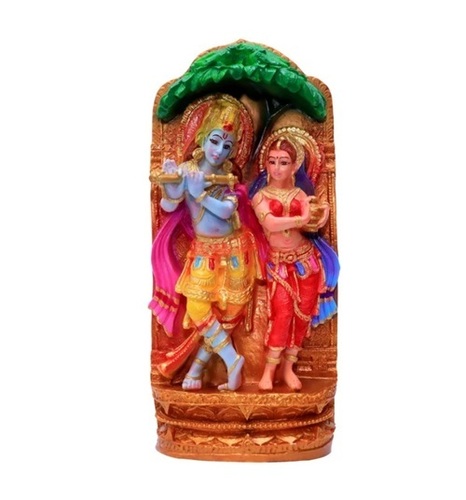 Radhakrishnan Statue - Gemstone & Copper, 22cm x 10cm x 6cm, Multicolor Design with Tree Included | Easy to Clean, Carved Finish, Glazed Style