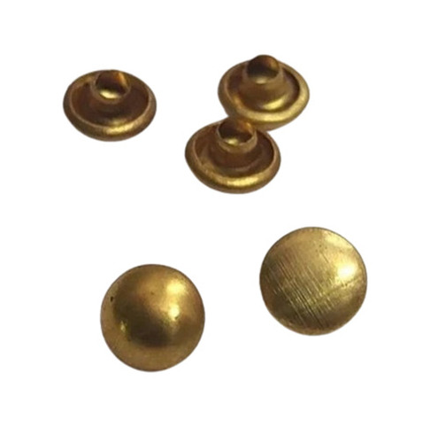 Brass Button - 7 mm Round Polished Golden 2-Hole Button, Unisex Cloth Bead Closure, Oval Flatback Pattern