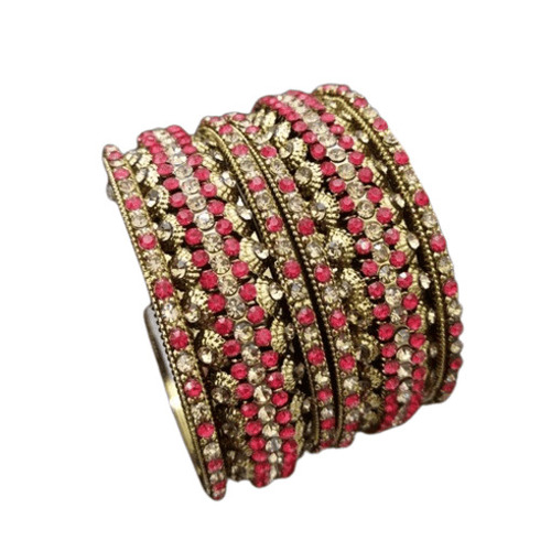 Stone Bangle - Zinc Alloy & Porcelain, 2.4 Inches Round with Seawater Pearl & Polished Agate, Ruby, Diamond, Zircon, Lightweight & Skin-Friendly  