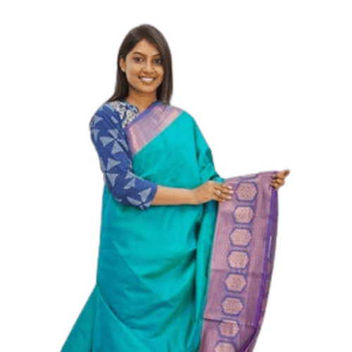 Art Silk Saree - 5.50 Meter Length Sky Blue Color | Breathable Lightweight Quick Dry Printed for Casual Wear