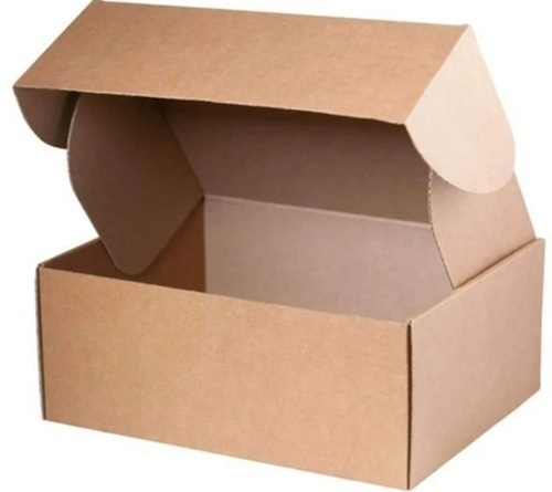 Die Cut Box - Virgin Kraft Paper, 115/125 GSM, Brown | Biodegradable, Type B Flute, Glossy Lamination, Industrial Use: Apparel, Food Packaging