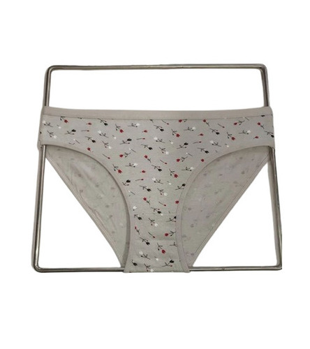 Gray Cotton Bikini Panties - Mid-Rise Outer Elastic Waistband | Washable Fade Wrinkle Shrink Resistant All Size Options