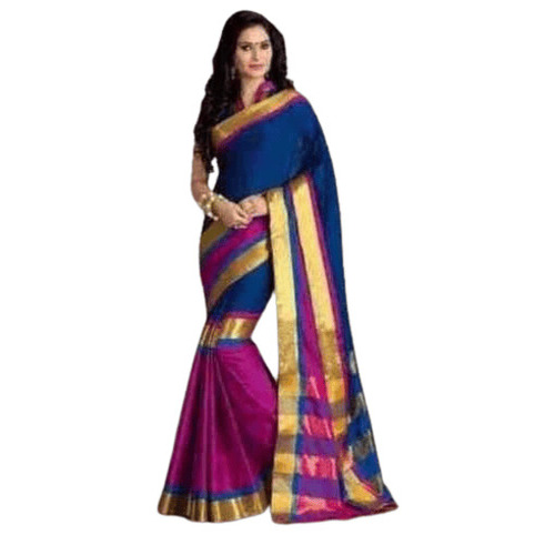 Traditional Sarees - Cotton Silk 5.50 Meter Length 0.80 Meter Blouse | Fade Resistant Wrinkle-Free Lightweight Skin-Friendly Washable