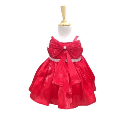 Girls Western Frock - Chiffon Sleeveless Regular Fit Red | Quick Dry Breathable Anti Wrinkle Machine Washable Perfect for Summer Casual Wear
