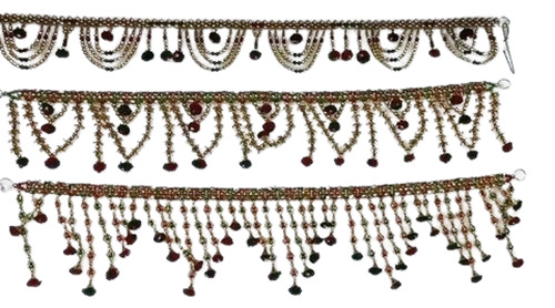 Moti Toran - Beads Material, 4 Feet Length, Golden Color | Durable, Eco-Friendly, Easy to Install with Multi-Color Dried Rose Flowers