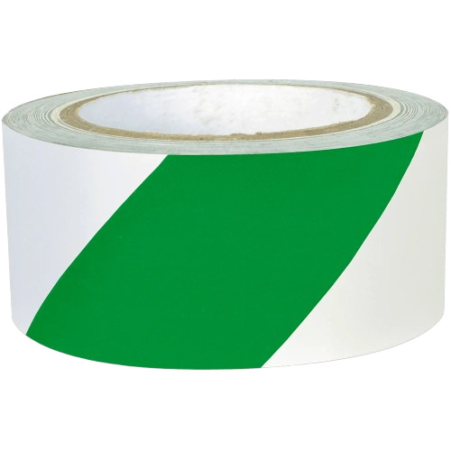 PVC Floor Marking Tape - 20 Meter Length, Green and White Color with Strong Single-Sided Adhesive
