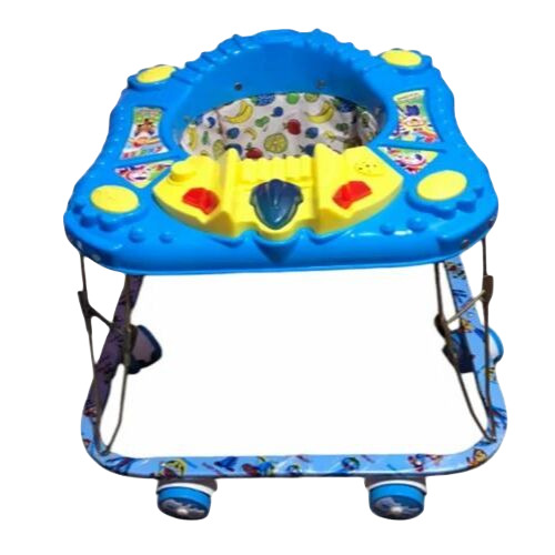 Blue Plastic Baby Walker - Plastic Material, Standard Size, Blue Color | Ideal for Ages 6-24 Months, Promotes Mobility and Exploration