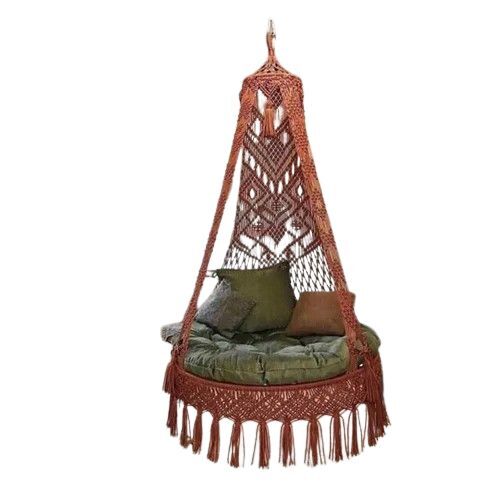 Hammock Swings - Cotton Material, Indoor Use, Brown Color | Portable Soft Cushions, Stylish Appearance, Breathable Fabric, Swaying Motion, Perfect for Outdoor Relaxation
