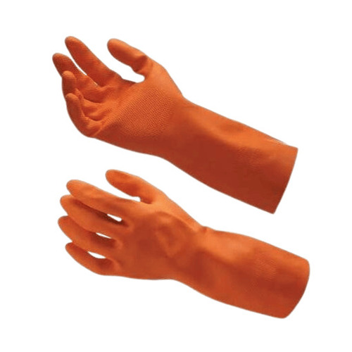 Rubber Gloves - Rubber, Standard Size, Orange | Breathable, Quick Dry, Washable, Slip Resistant, Full Finger Design for Daily Life and Protection from Unpleasant Substances